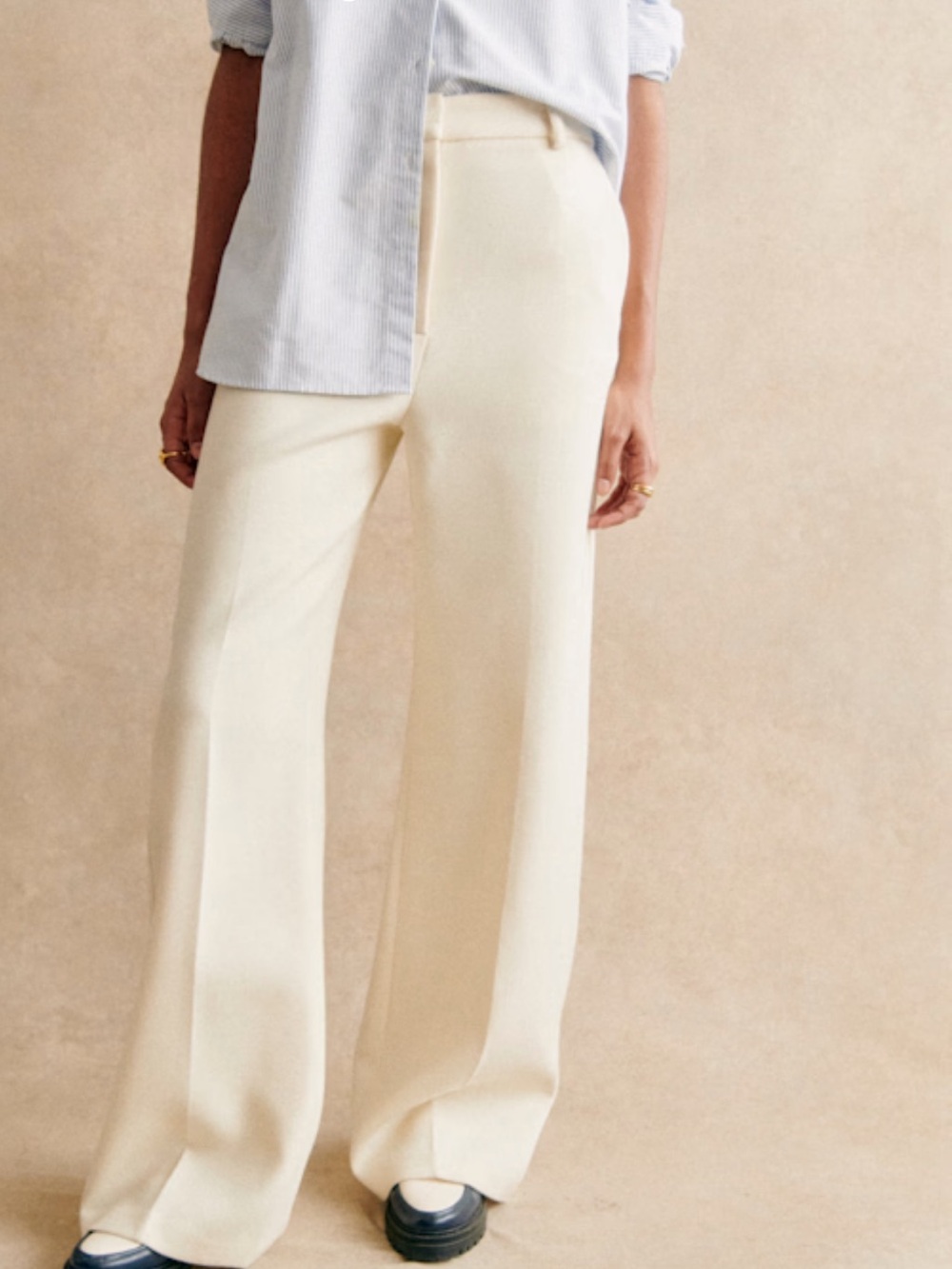 Sézane Wide-Leg Trousers in Cream